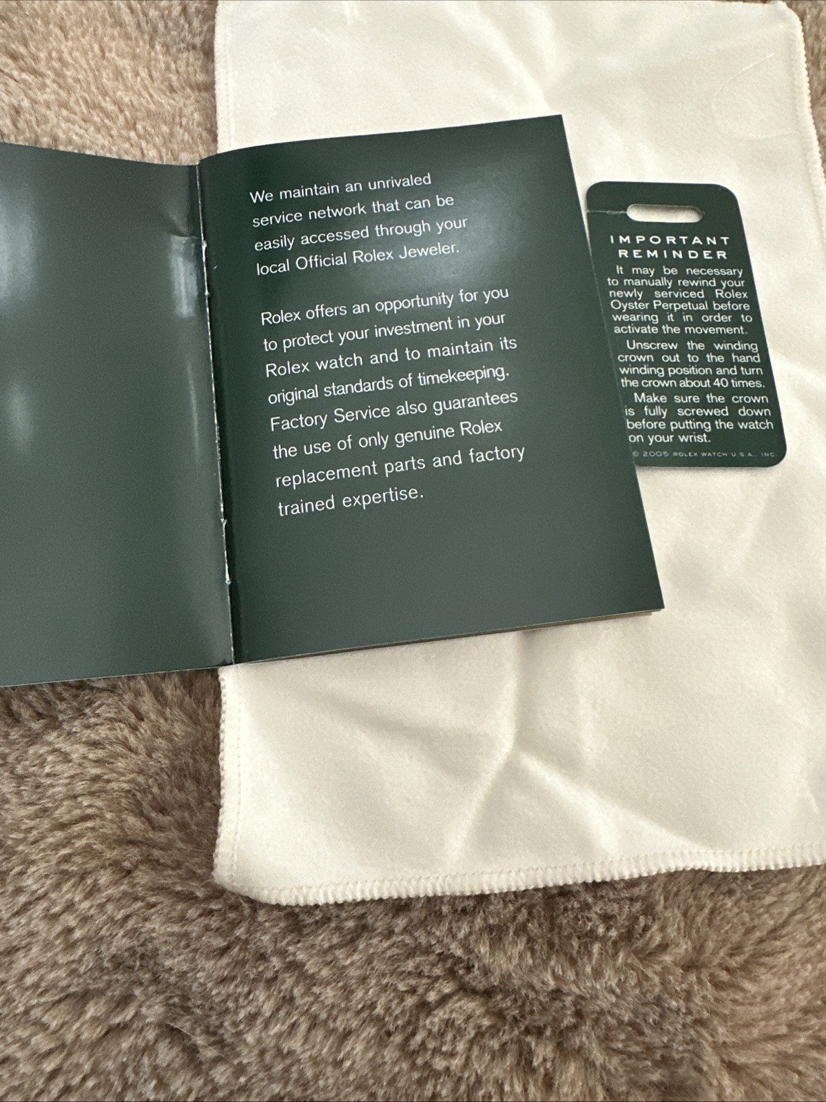 Rolex Datejust Factory Instruction Manual / User Booklet/Rolex Cloth
