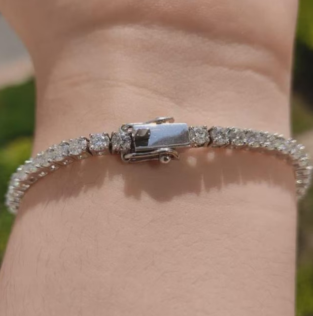 Engagement Beautiful Tennis Bracelet Round Cut Natural Diamond 14k White Gold