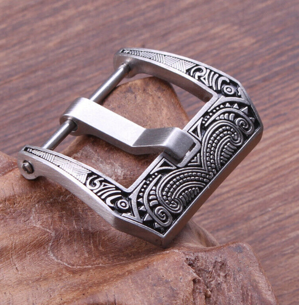 20 22 24mm Pre-V Stainless Steel Laser Engraved Screw-in Silver Buckle