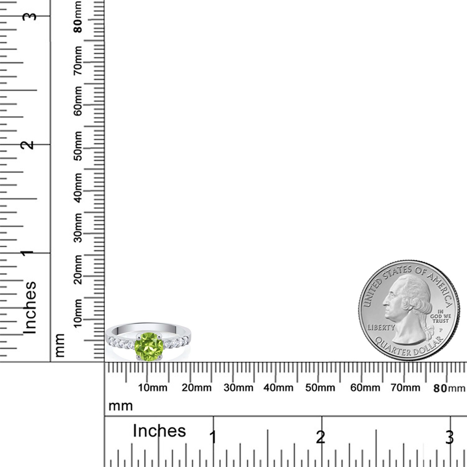 Peridot Engagement Anniversary Promise Ring For Women (1.24 Cttw, Gemstone