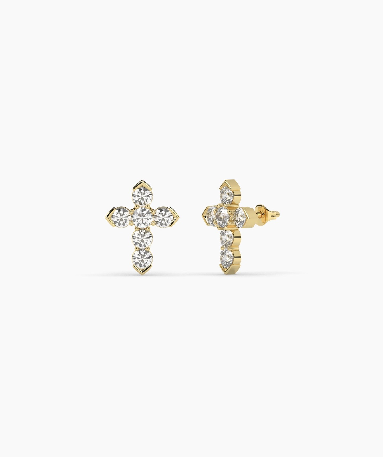 0.17 Ct Round Lab Grown Diamond 14K Gold Six Diamond Cross Stud Earrings For Her