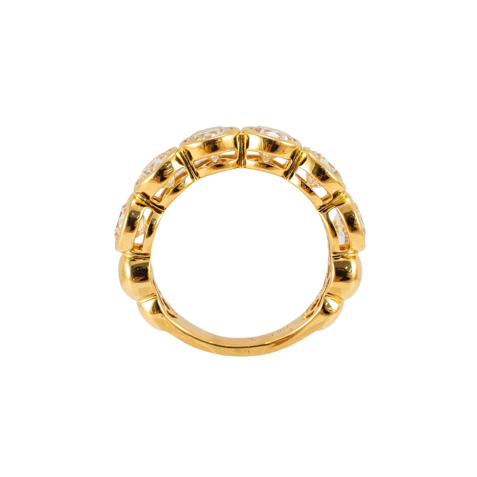 Ladies 18K Yellow Gold 3.05ctw Bezel Set Half Eternity Diamond Band Ring