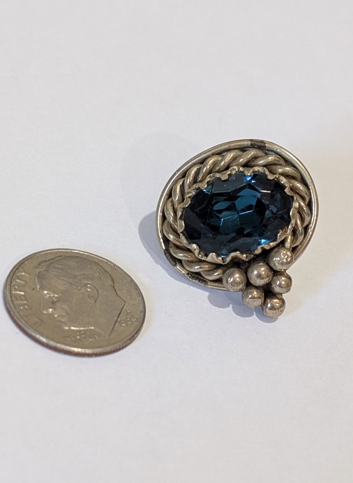 Vintage 925 Sterling Silver 10cttw Natural Blue Indicolite Tourmaline Earrings