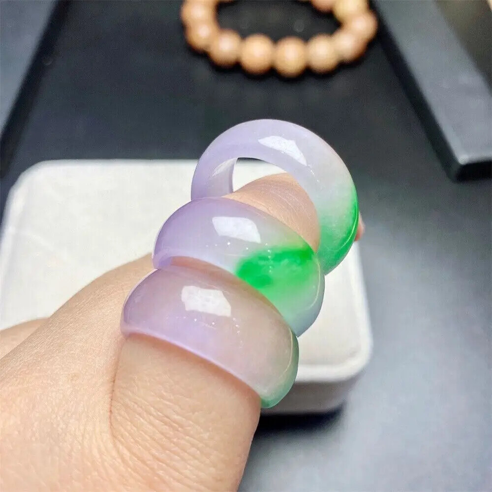 Natural Myanmar Jade Ring with Purple and Green Accents – Stylish Men’s Ring