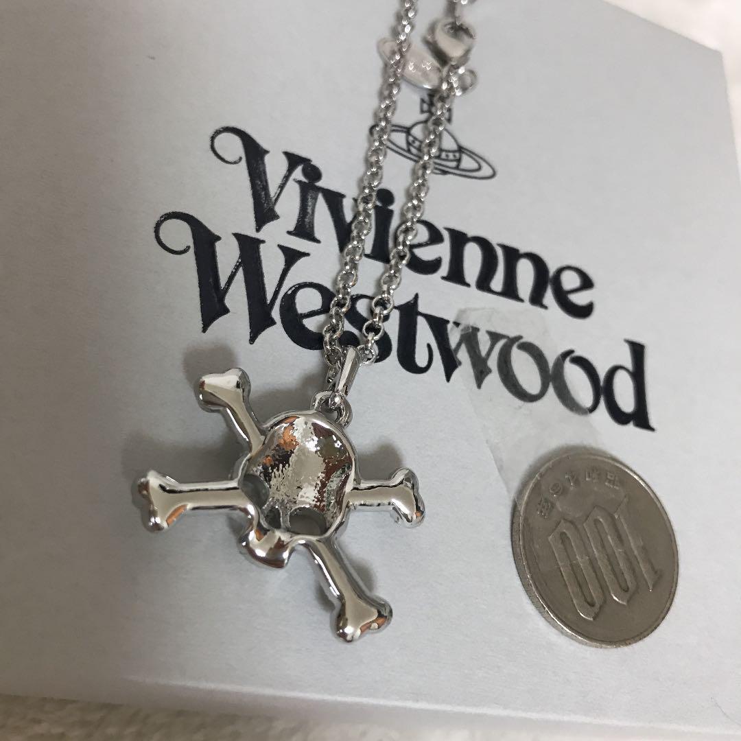Vivienne Westwood Necklace Skull Stone Orb Silver 40cm IN BOX