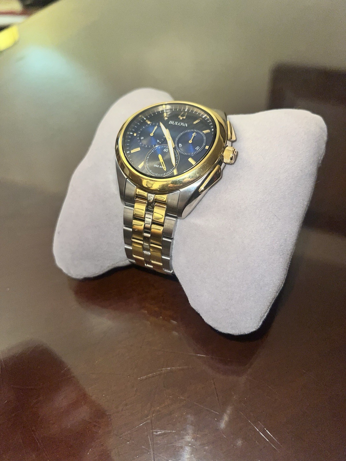 Men’s Bulova CURV Chronograph Two-Tone Watch with Blue Dial