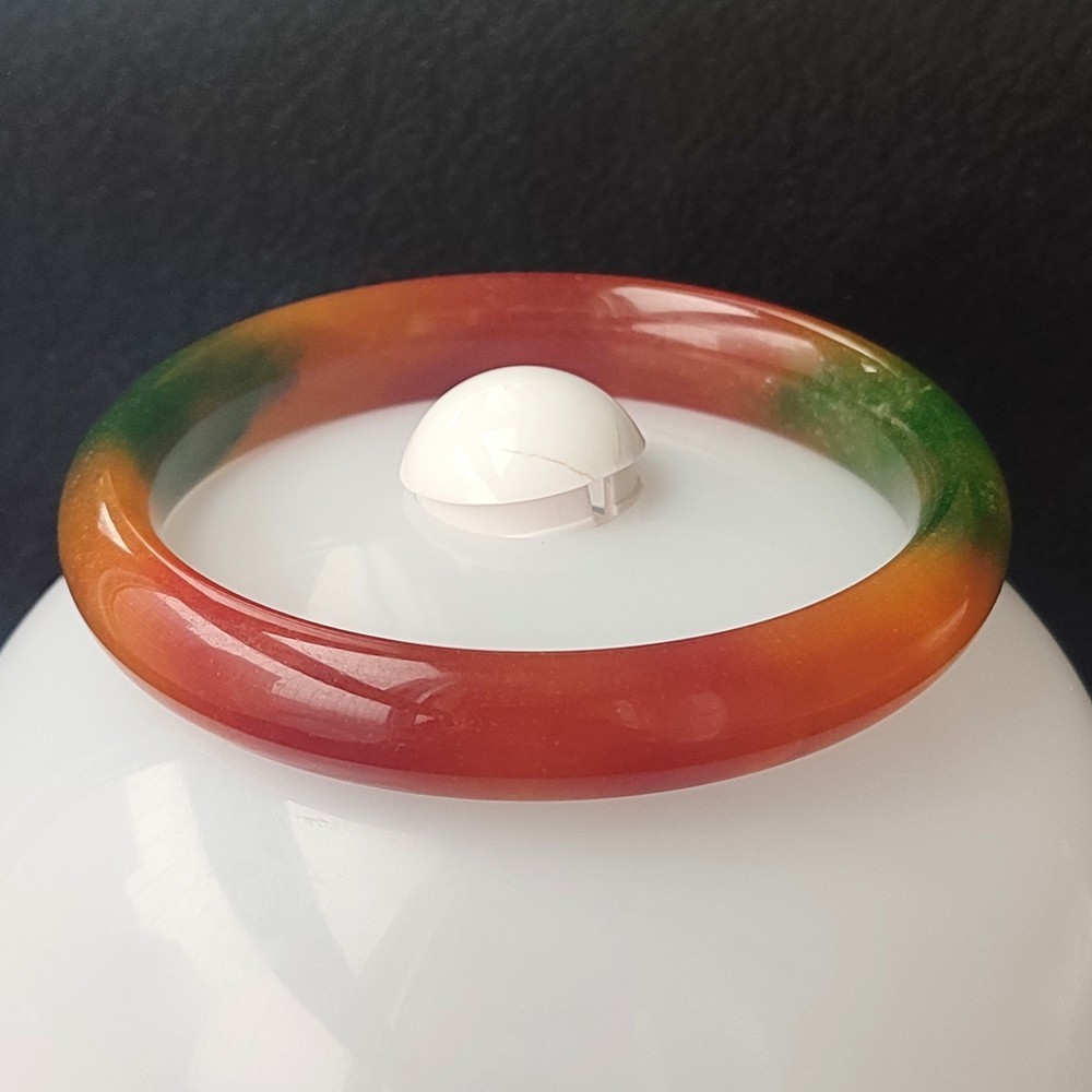 Certified Grade A Red Green 69-70mm Natural Burma Jade jadeite Bangle Bracelet