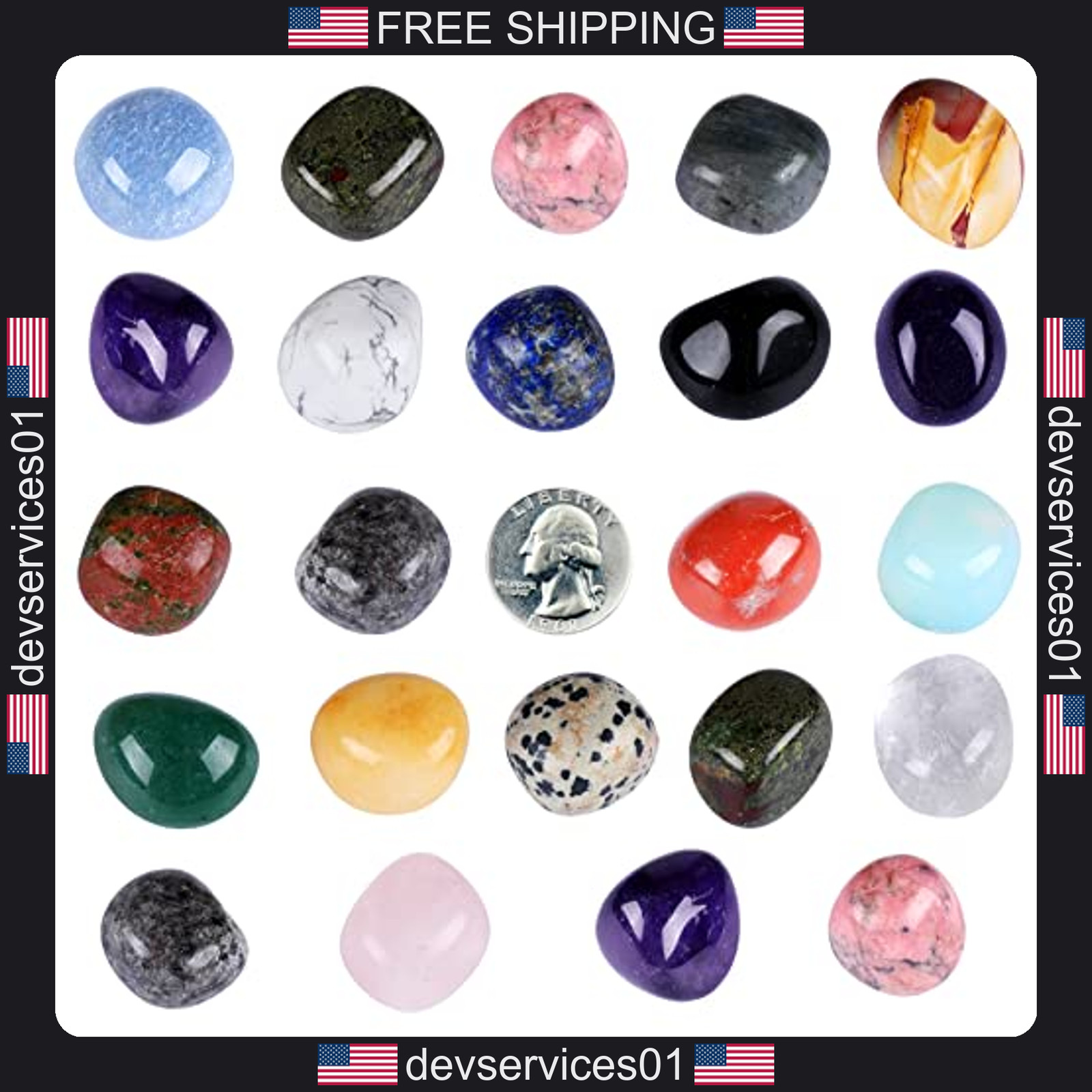 20 Pack Natural Tumbled Gemstones for Healing and Jewelry