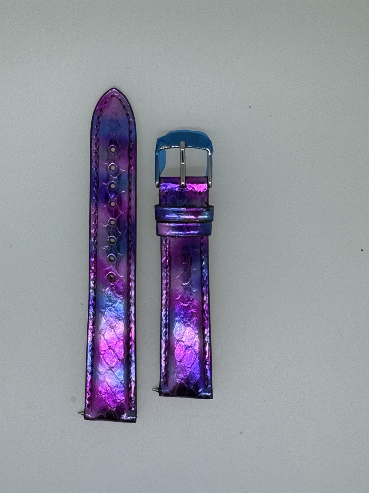 michele purple blue snakeskin watch band strap 18MM x 16MM