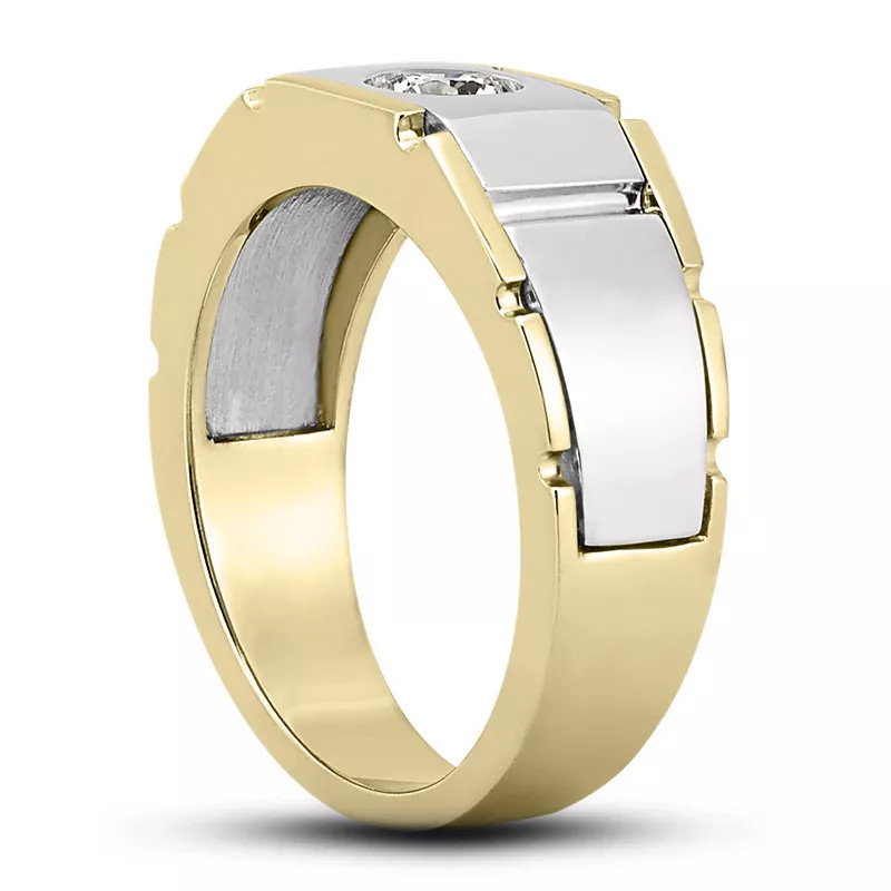Single Stone Mens Ring 14K Gold Classic 0.50 Carat Round Natural Diamond G VS2