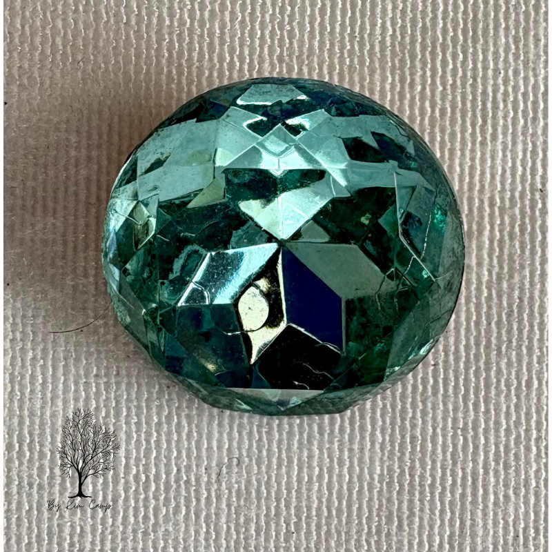 Vintage Czech NOS 20mm Aquamarine Glass Rhinestones Gold Foil Back Lot of 12