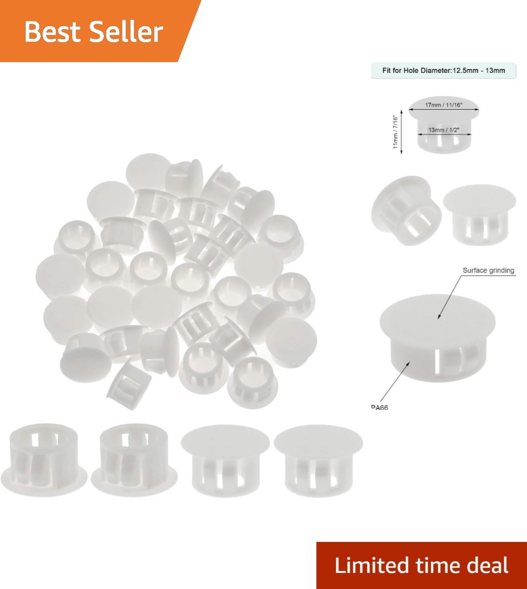 30PCS 13mm 1/2″ White Hole Plugs Plastic | Flush Type, Snap in Locking, Furni…