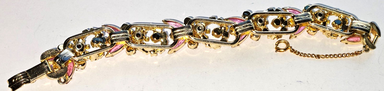 Vintage Juliana Pink Marquise Crystal Rhinestone Bracelet Prong Set