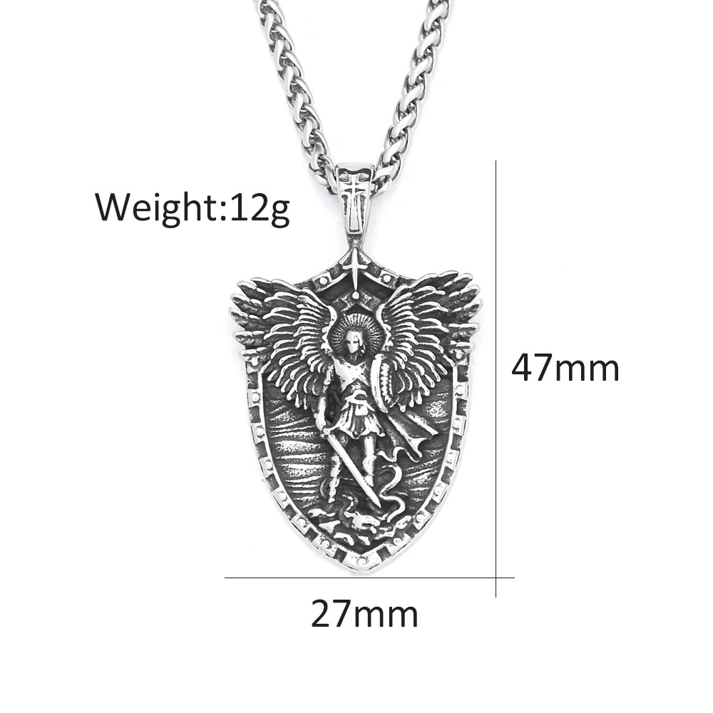 Fashion Vintage Stain Michael With Angel Wings Pandent Necklaces For Men Women S