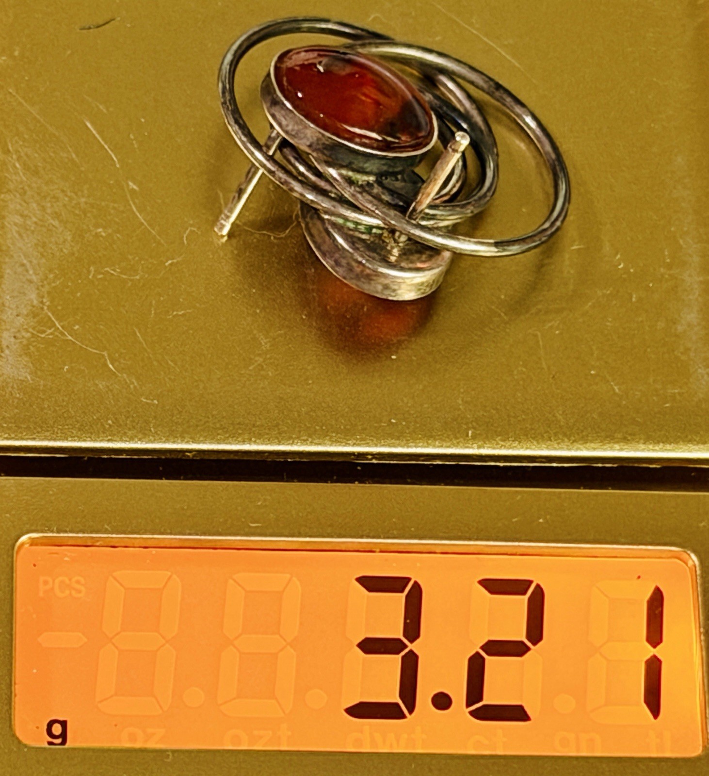 VTG Earrings Sterling Silver 925 & Fire-Agate Hot-Pink Boho-Chic Southwestern