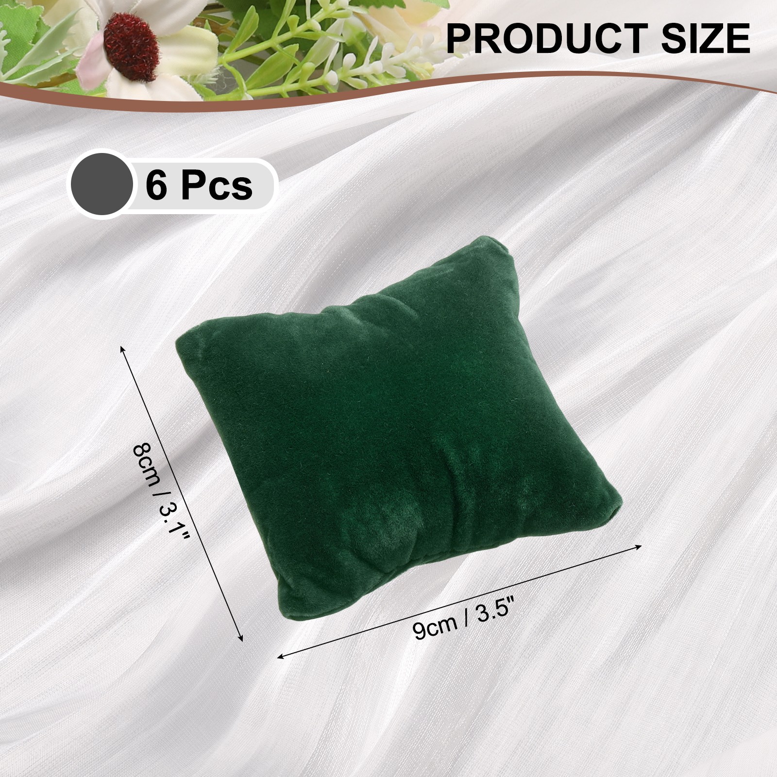 6pcs Velvet Bracelet Watch Pillow Jewelry Display Pillow for Bracelet Green