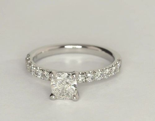 Cushion cut Lab Grown Diamond Wedding Ring 14K White Gold 1.06 Carat