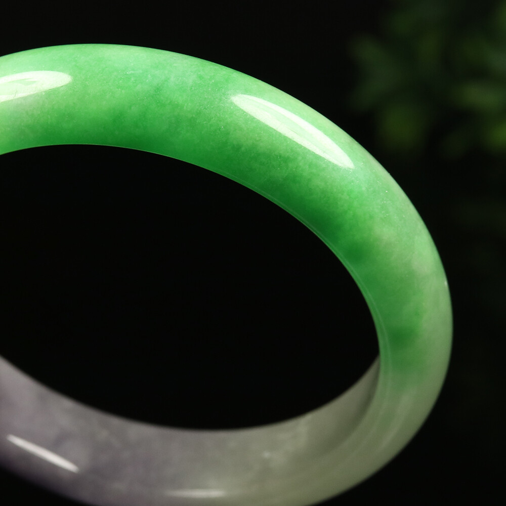 58mm White Lavender Green Jadeite Jade Bangle Bracelet Burma Jade Bangle A-12627