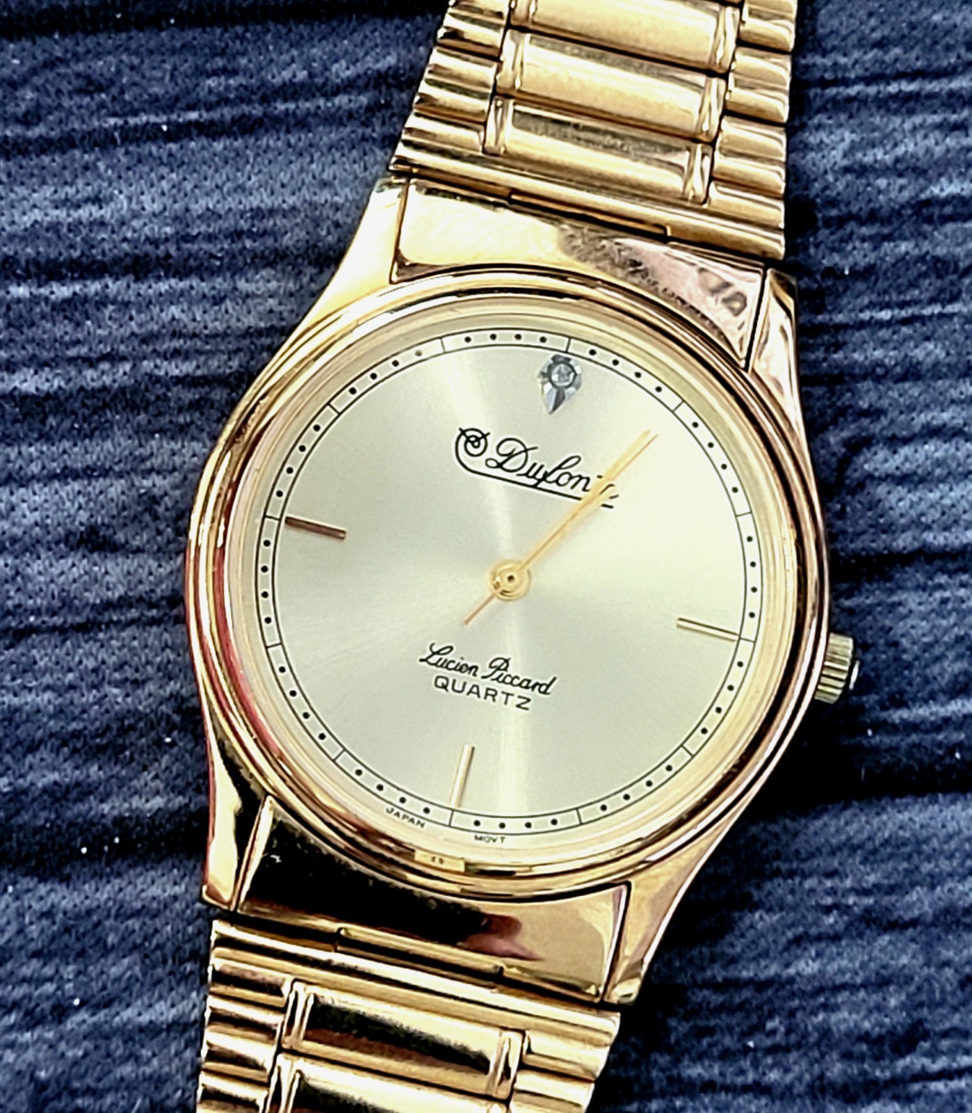 Vintage Rare Diamond Dial Dufonte Lucien Piccard Mens Watch