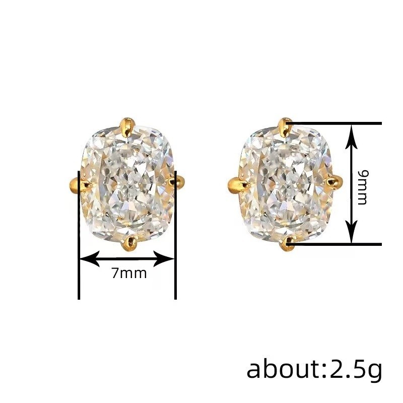 Women 18k Gold Plated Iced CZ Sparkling Square Huggie Earring Stud