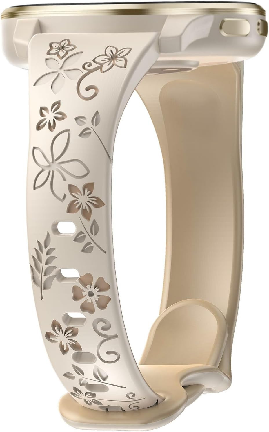 18Mm Floral Engraved Slim Silicone Watch Bands Compatible with Garmin Venu 3S/Ve