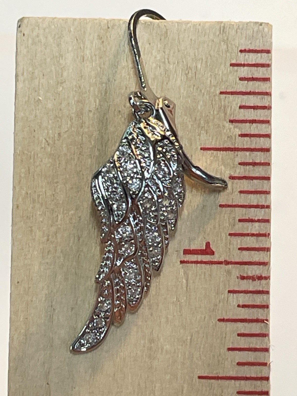 Angel Wings Necklace Earring Set 18” Stainless Silver Stones Statement NEW