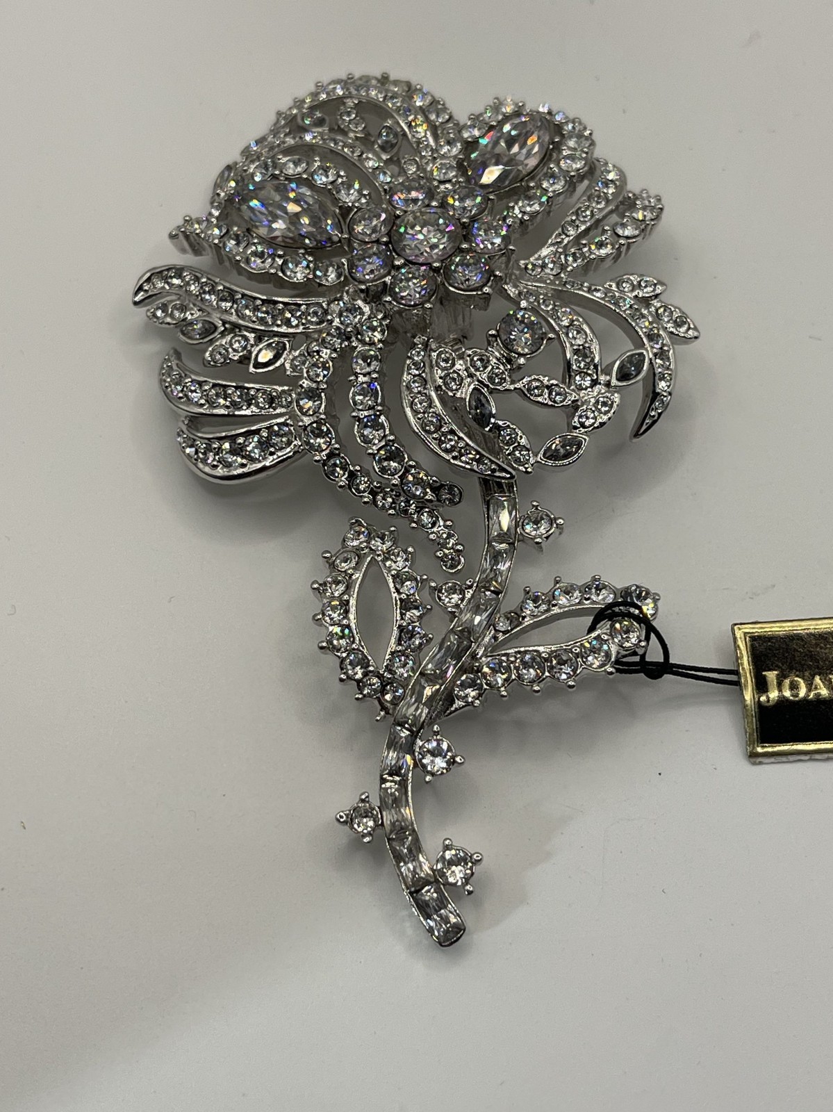 Joan Rivers Private Collection Crystal Flower Brooch Pin Removable Stem