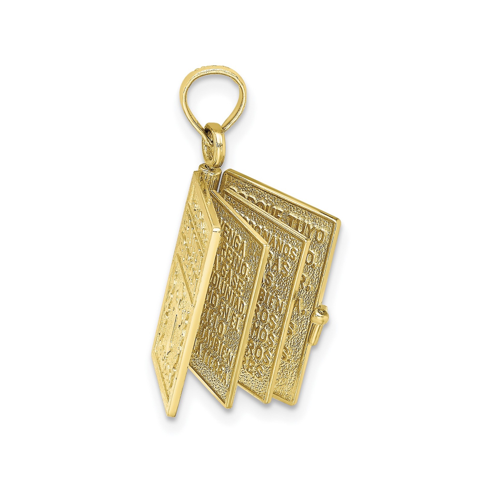 10K Yellow Gold Santa Biblia Bible Christian Cross Pendant 24.7mm