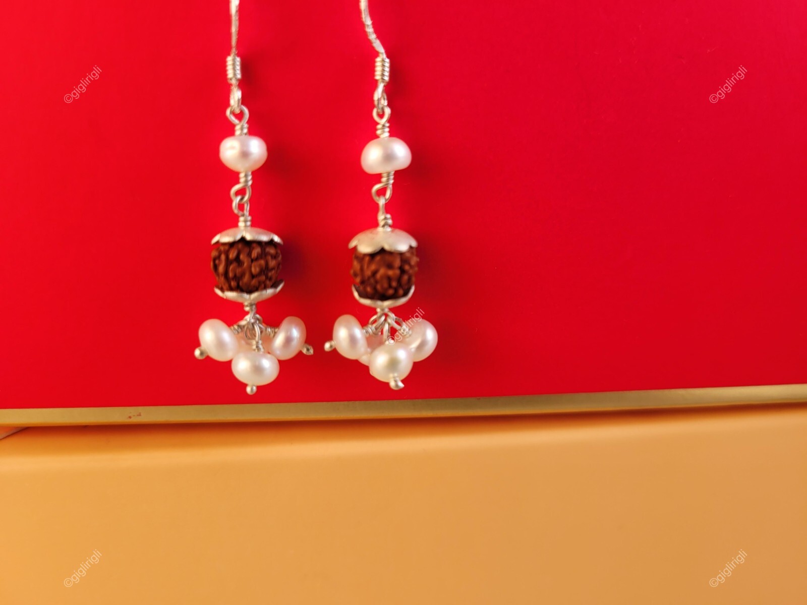 Gift For Her Natural Rudraksh Drop/Dangle Halloween Special Earrings 925 Silver