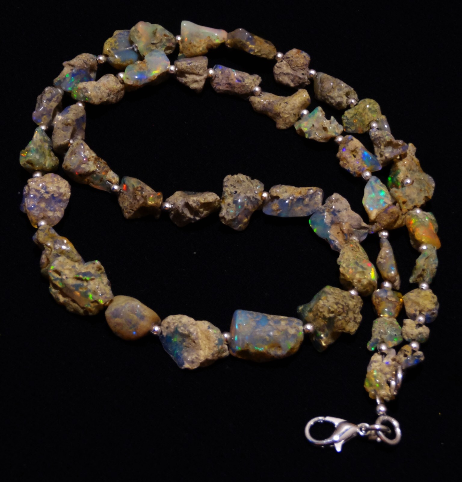 Rainbow Fire Opal Rough 7 to 13 mm Size Freeform Nugget Beads Necklace 18″