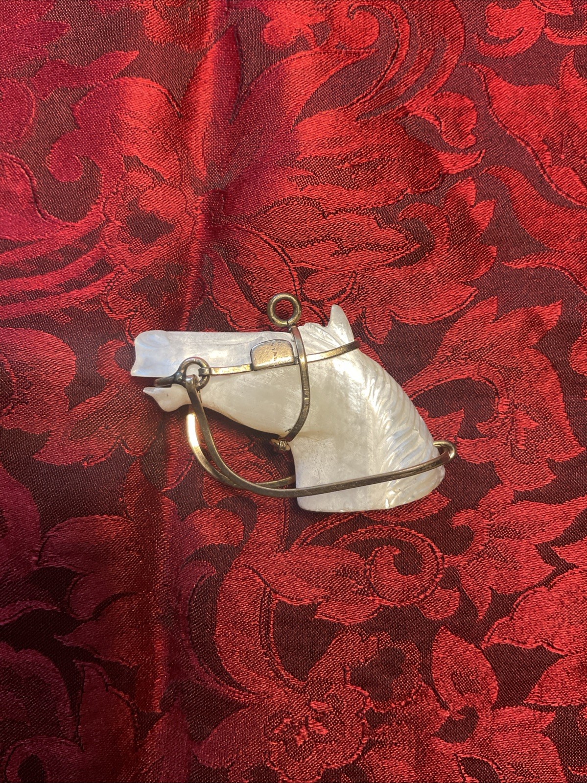 Watch Fob Victorian Carved Mother of Pearl Horse Head Charm