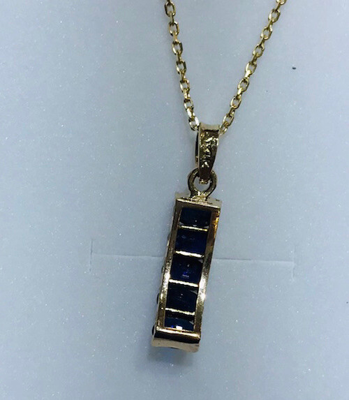14K Solid Yellow Gold Cluster Flower Pendant With Natural Marquise Sapphire1.35G