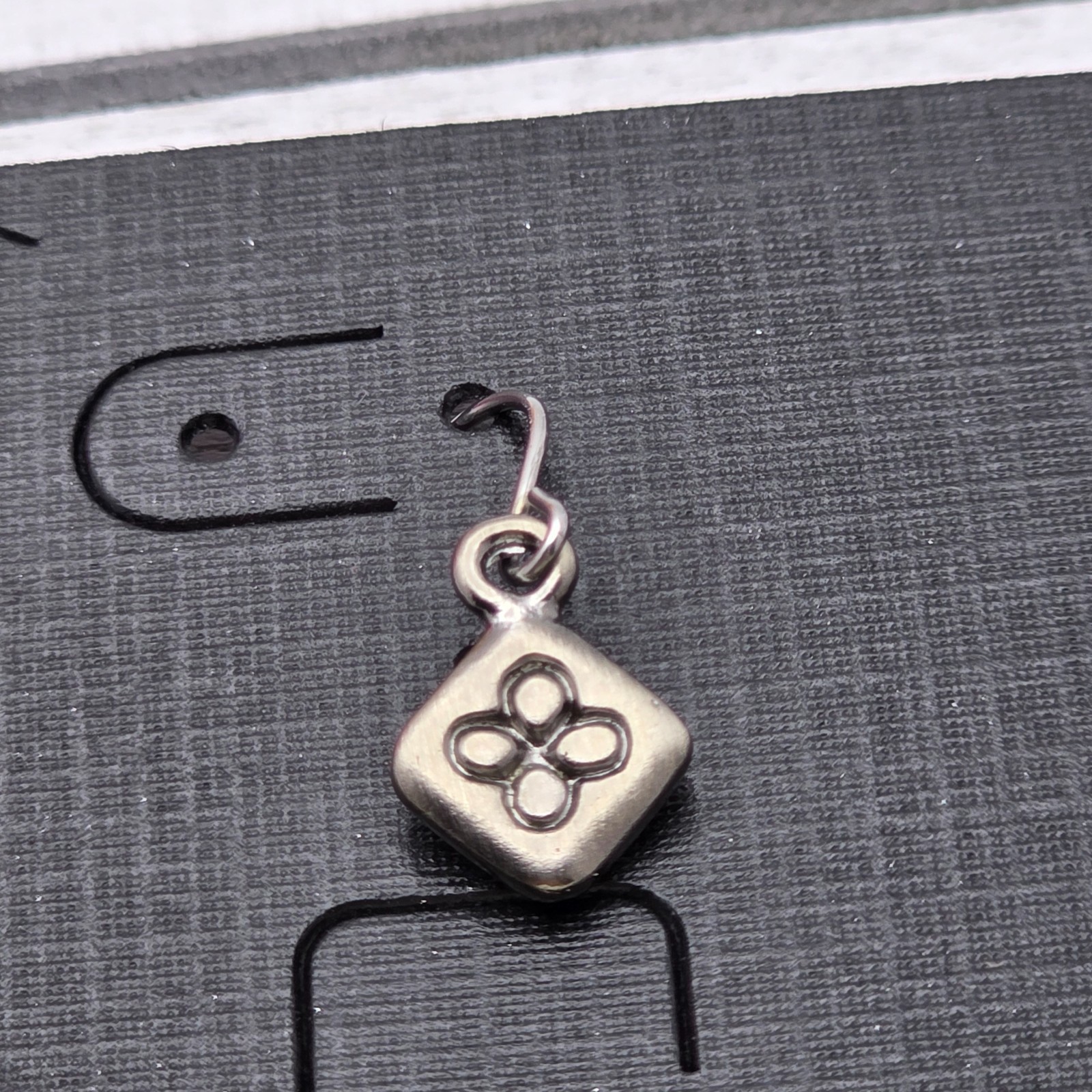 Premier Designs Silver Tone Clover Diamond Square Drop Earrings 8.7mm