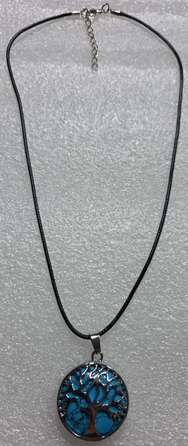 Tree Of Life Turquoise Necklace 18in Chain With Extender