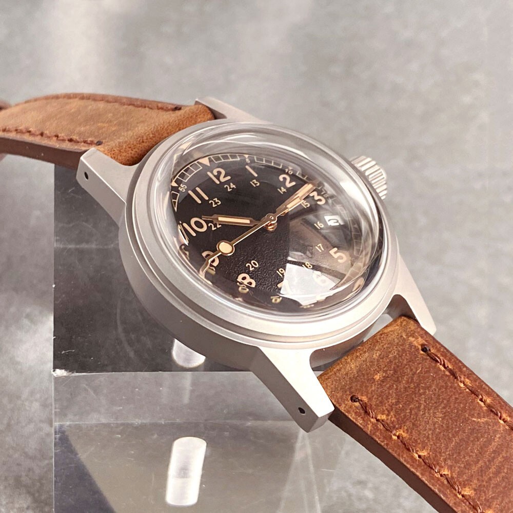 36mm Bubble Sapphire Military Retro Black Dial NH35A Automatic Mechanical Watch