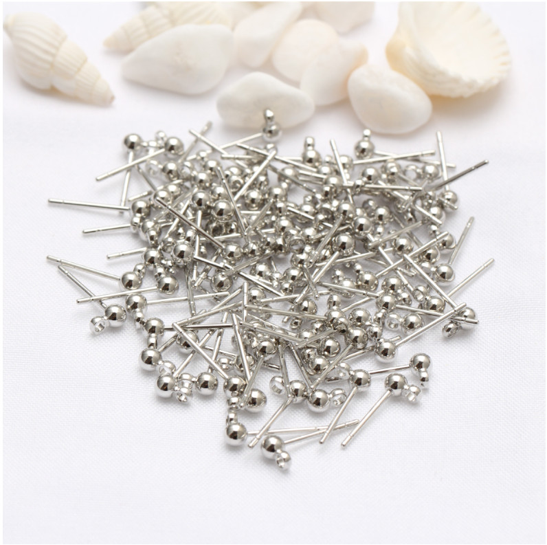5Pairs Gold filled Earring Post Pin Ball Closed Ring Ear Stud Finding DIY S11