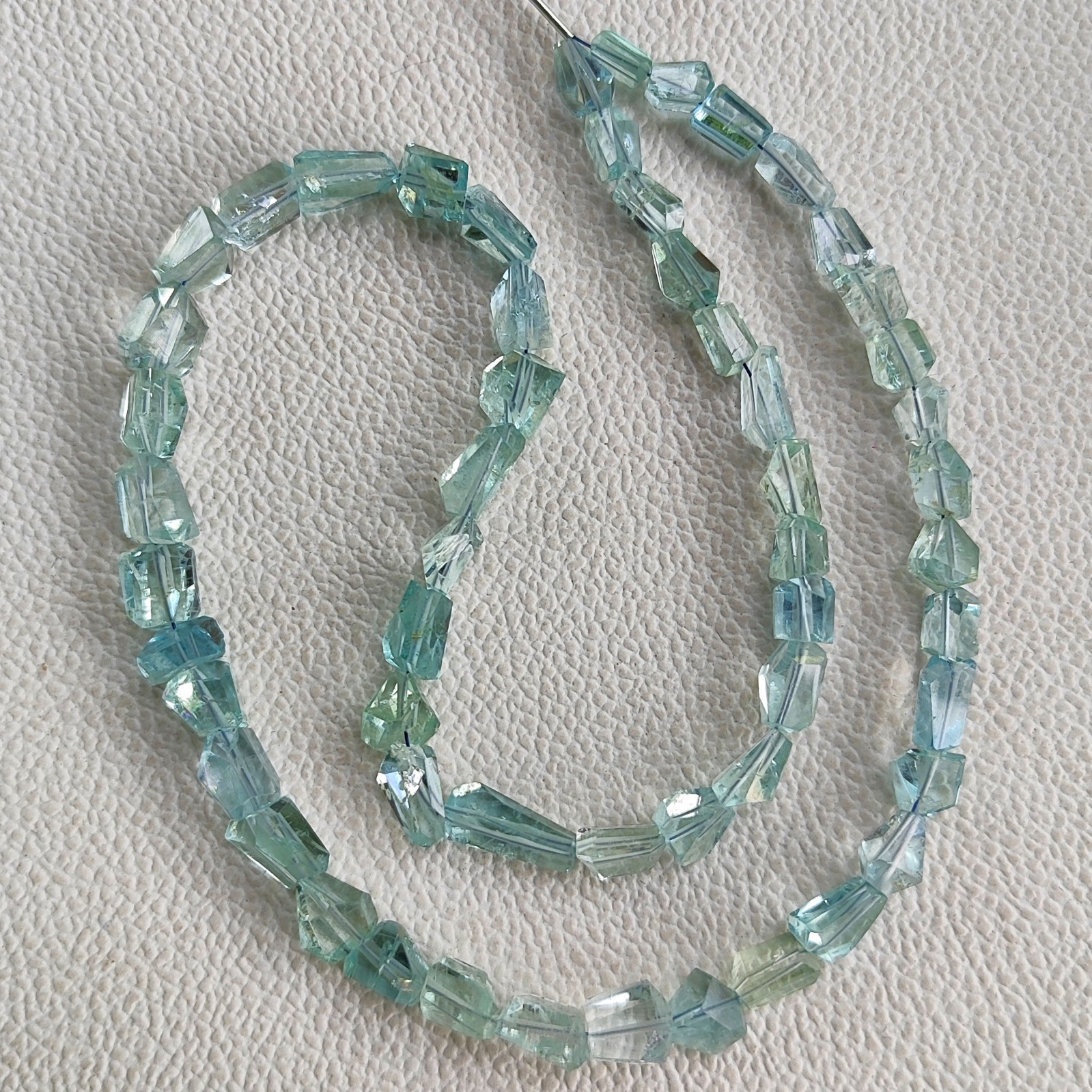 8-9mm Natural Aquamarine Faceted Nugget Beads 17″ Strand Brazil Gemstones