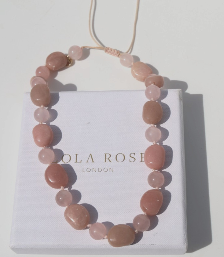 LOLA ROSE Dusky Pink Agate and Rose Quartz Crystal Necklace 16″-26″ QVC