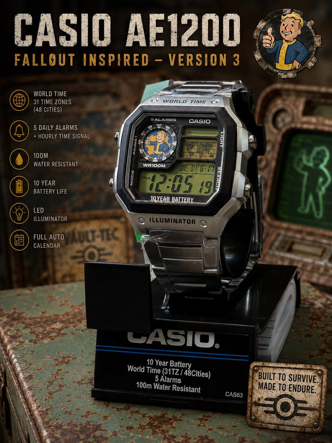 Casio AE1200 Fallout Inspired – Version 3 (Custom Mod)