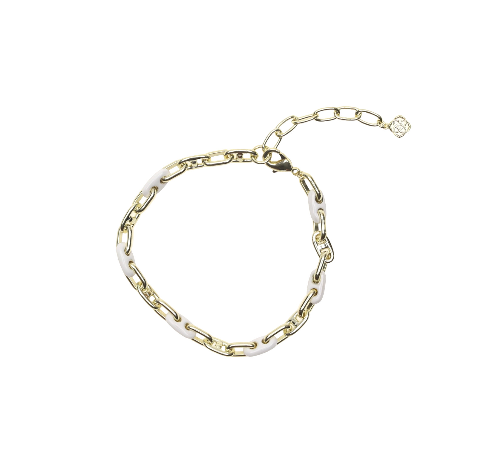 Kendra Scott W1301 Gold Plated & White Mix Bailey Chain Bracelet 