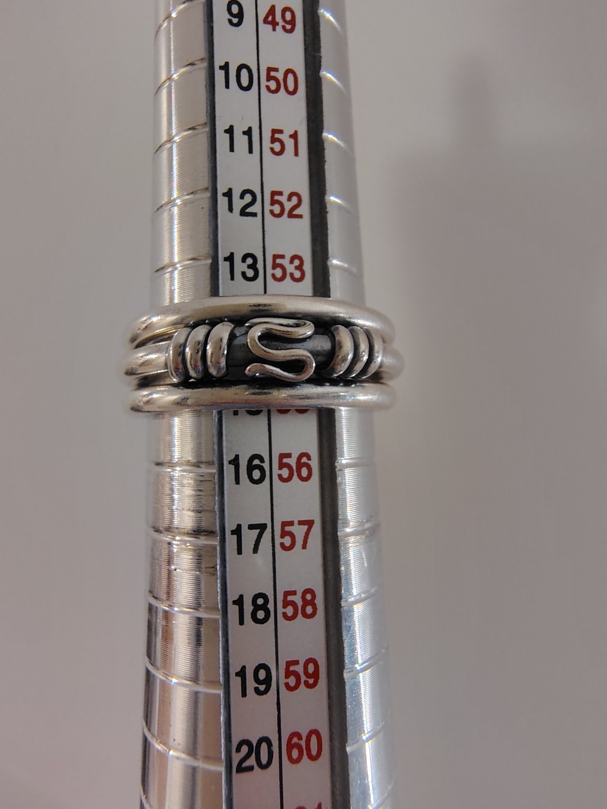 ​VTG Sterling Silver 925 Triple Band Ring Connected Stacker S Hook Motif Size 7