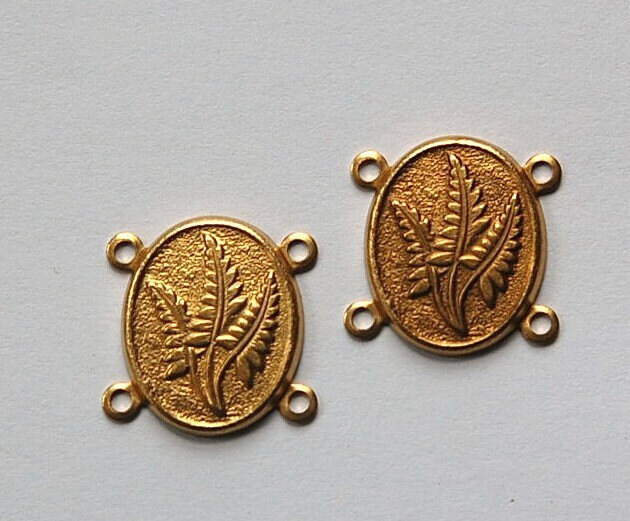 Raw Brass Fern or Leaf 4 Loop Connector Pendant mtl086