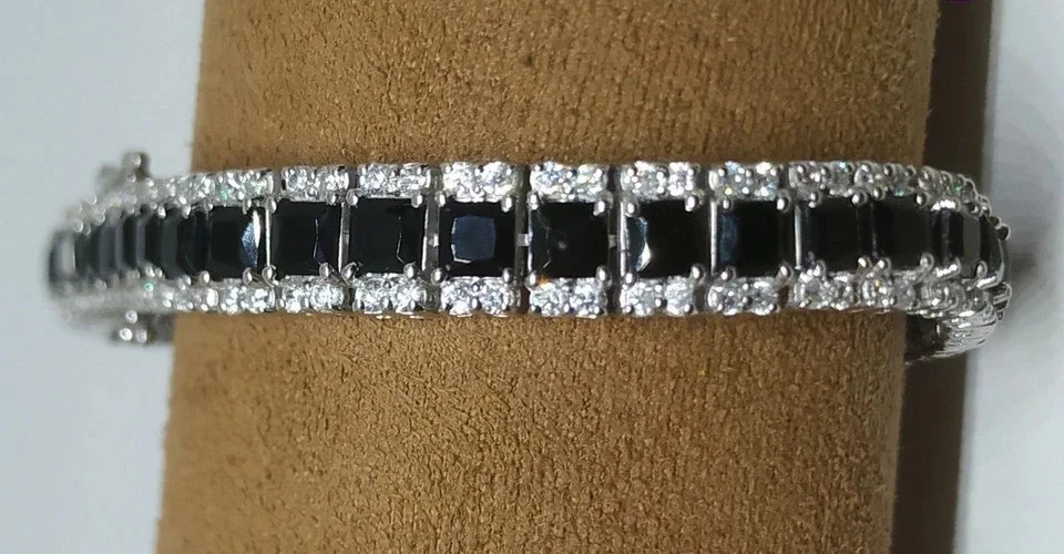 15TCW Princess Cut Lab Created Diamond Tennis Bracelet 925 Sterling Silver