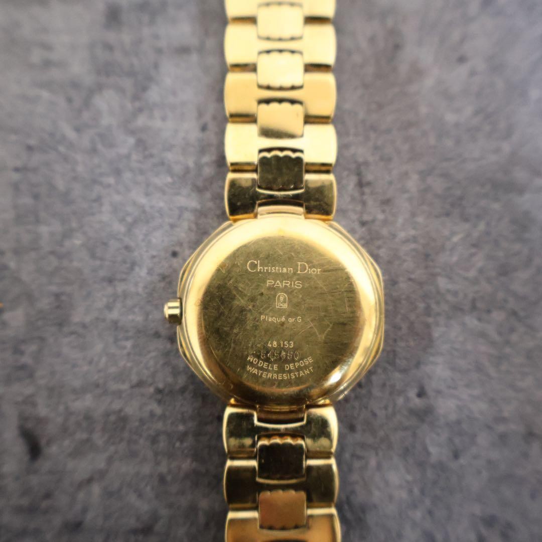 Christian Dior Octagon Gold Quartz Wristwatch Date Display