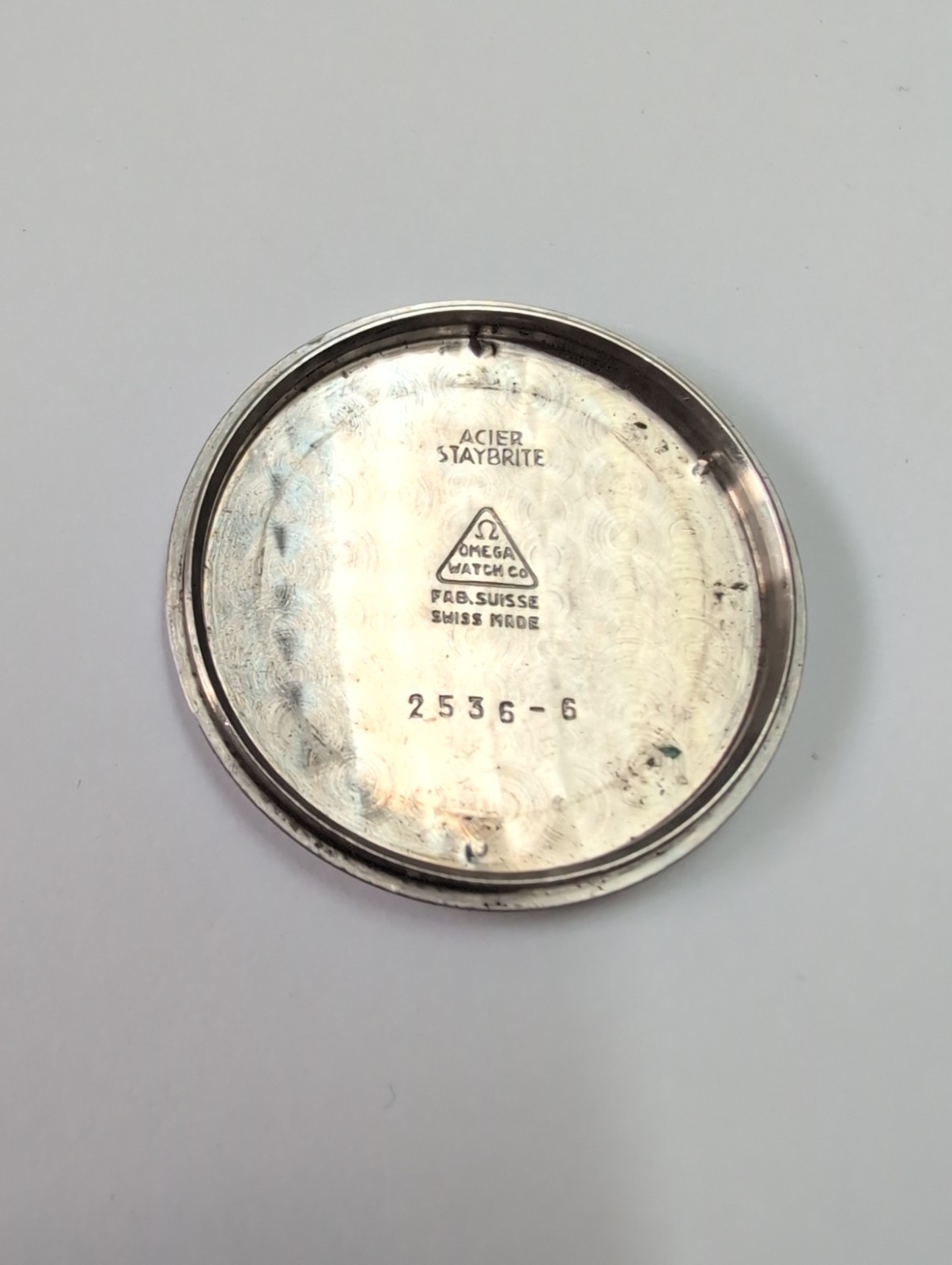 Used Omega Watch Caseback 2536-6 Stainless Steel Screw Down