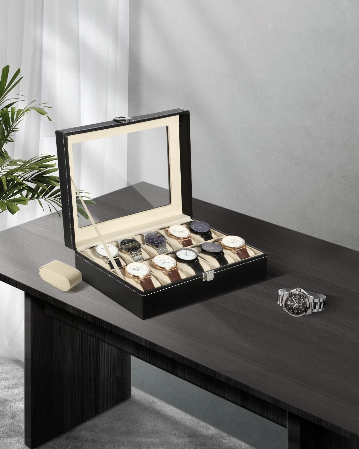 12 Slots PU Leather Watch Box Organizer Box Jewelry Storage Display Case GIFT