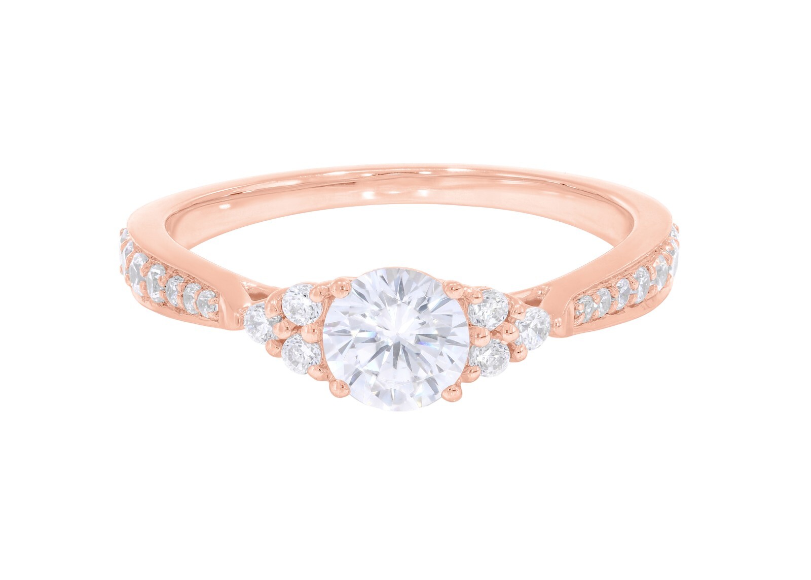 0.97 Carat Round Lab Grown Diamond Ring 14k White Gold Certified