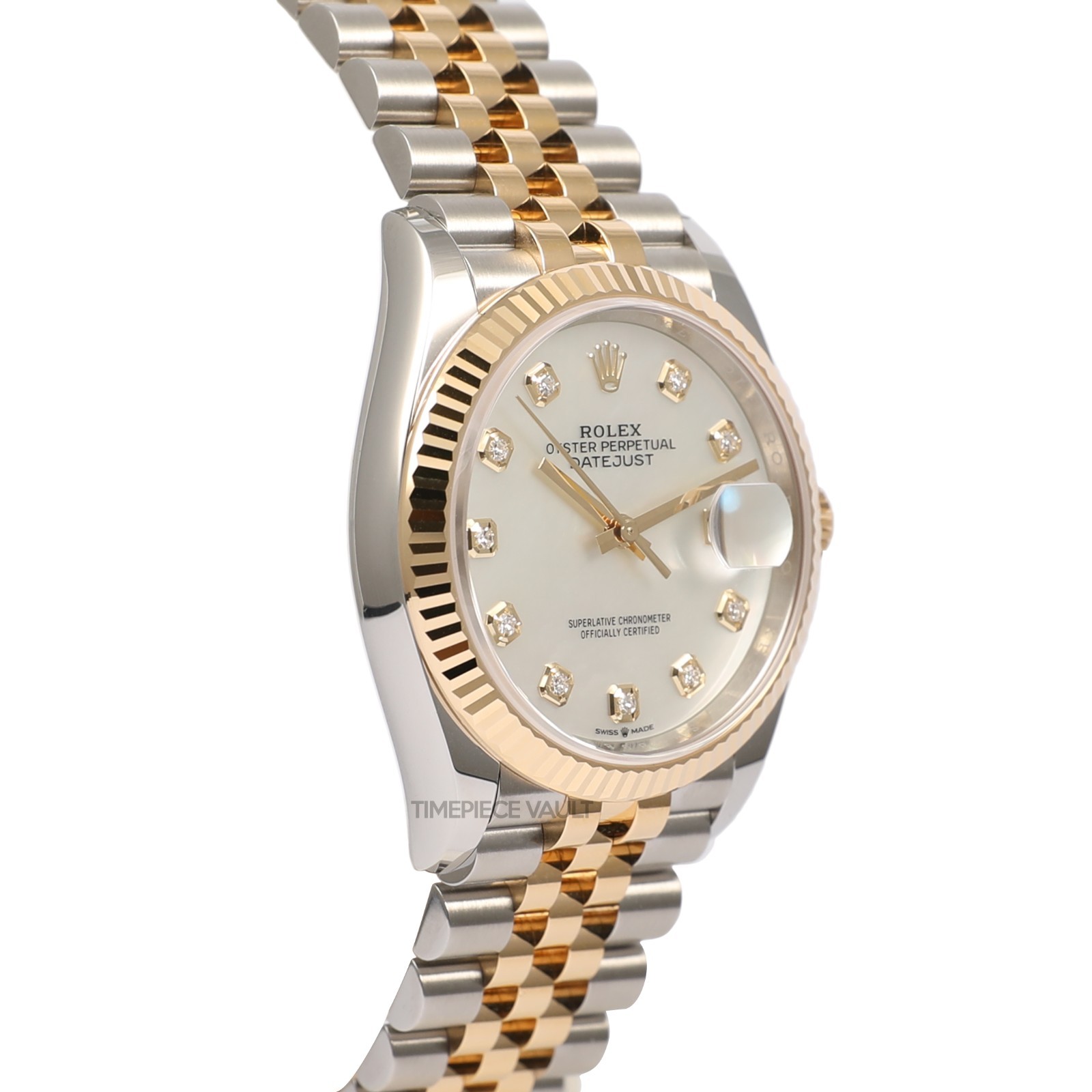 Rolex Datejust 126233 Steel & 18k Gold 36mm Jubilee White MOP Diamond Dial B&P