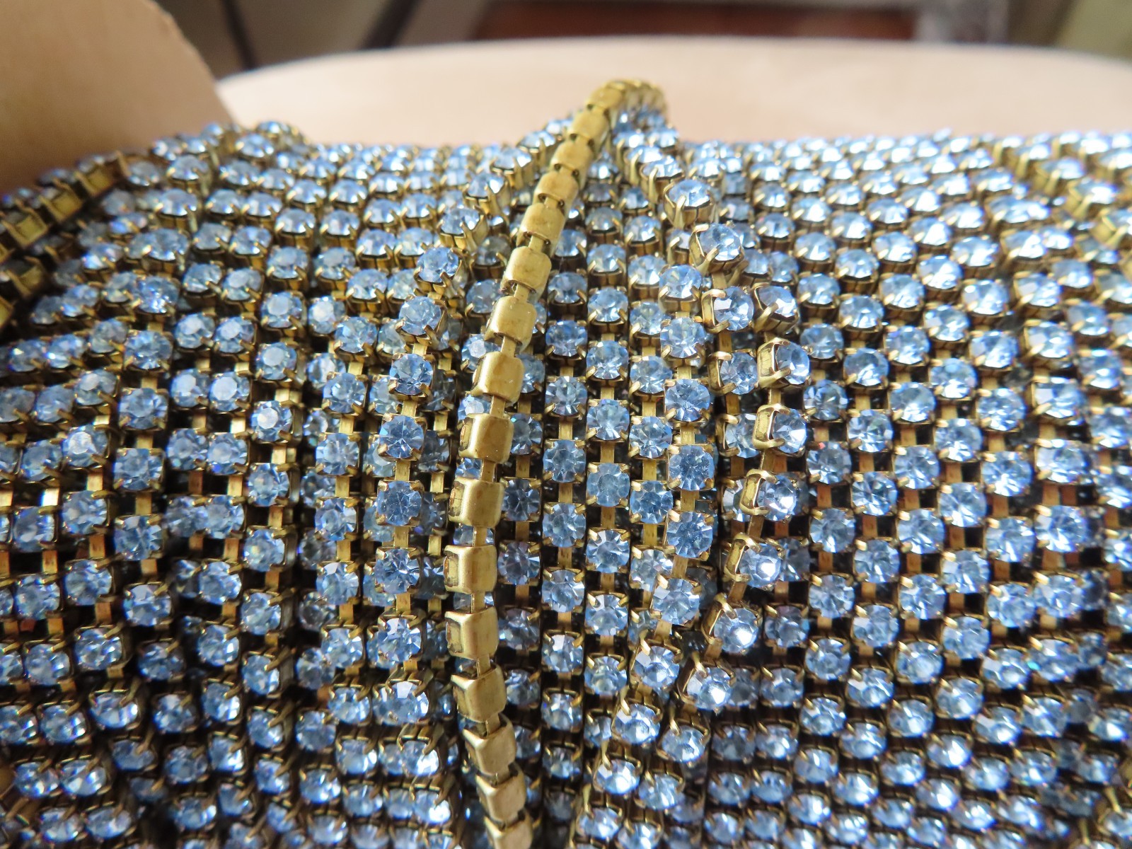 6 Feet Swarovski Rhinestone chain 24pp Light Sapphire /Brass.