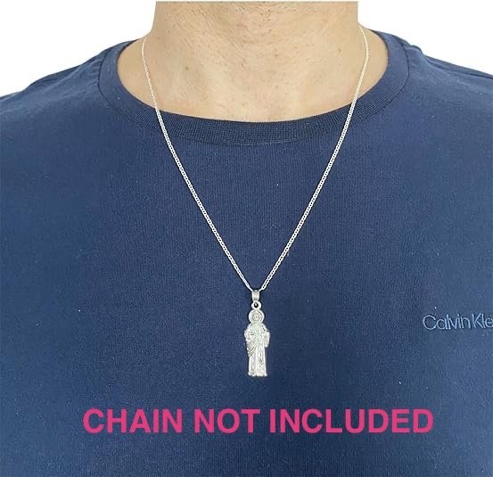 Real 925 Sterling Silver Saint Jude Pendant 1.5″ San Judas Charm – SN6